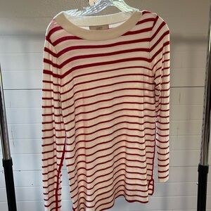 Loft white and red striped sweater